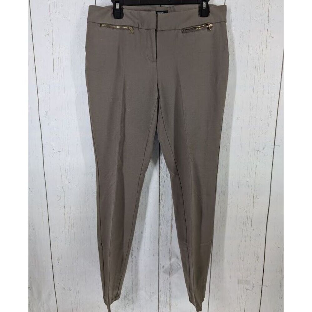 Alfani Size 12‎ Brown Gold Zipper Pockets Womens Dress Pant Trousers